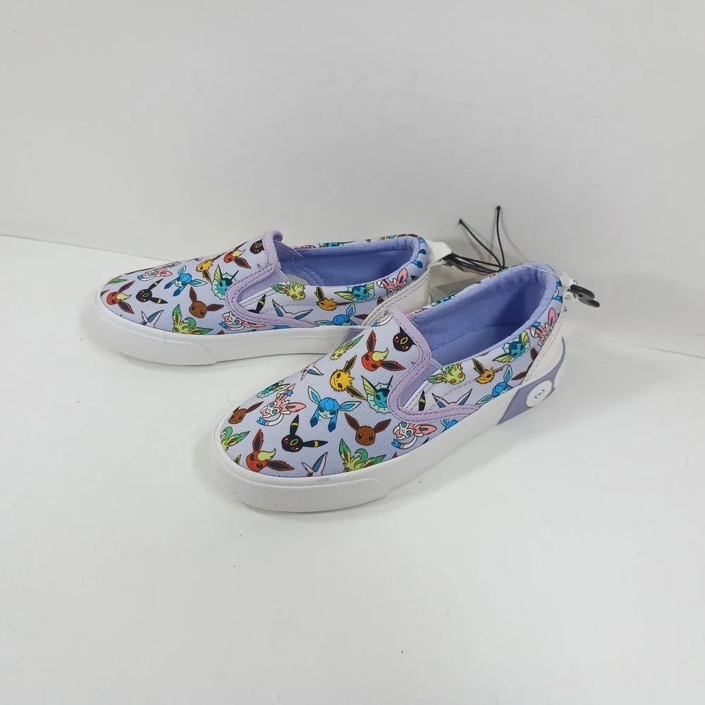 Pokemon Eevee Evolutions Slip On Sneakers Ground Up Purple Girls Size 1 NEW